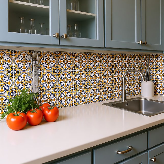 💙 💛 Schönes Blau und Gelb Azulejos IX, Fliese (💙💛 Beautiful blue and yellow Azulejos IX,)