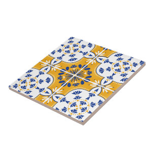 Schönes Blau und gelb Portugiesisch Azulejo Fliese