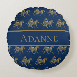 Schönes Blau und Gold Zebra Print Rundes Kissen