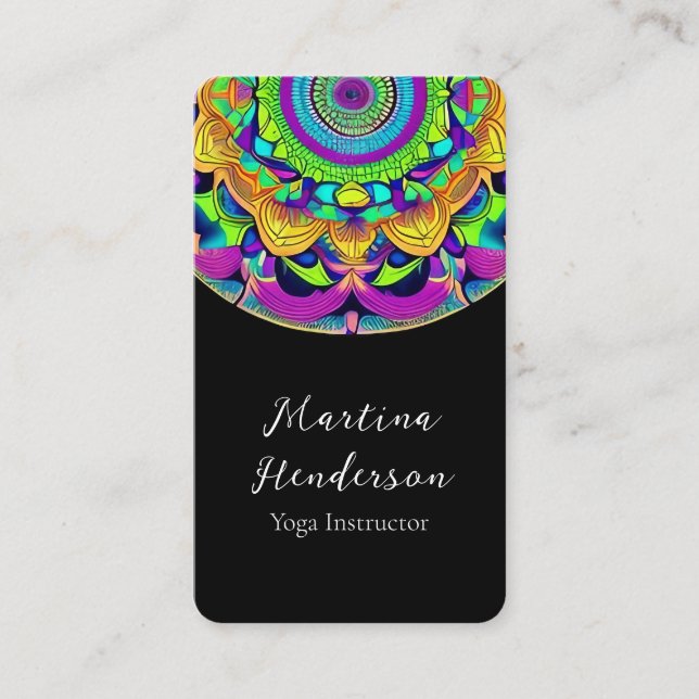 Schönes Blau und kühne Mandala Yoga Business Card Visitenkarte (Vorderseite)