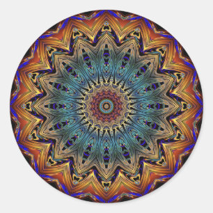 Schönes Blau und Kupfer Mandala Sticker