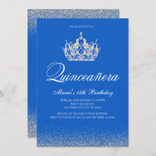 Schönes Blau und Silver Quinceanera Einladungen