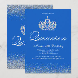 Schönes Blau und Silver Quinceanera Einladungen
