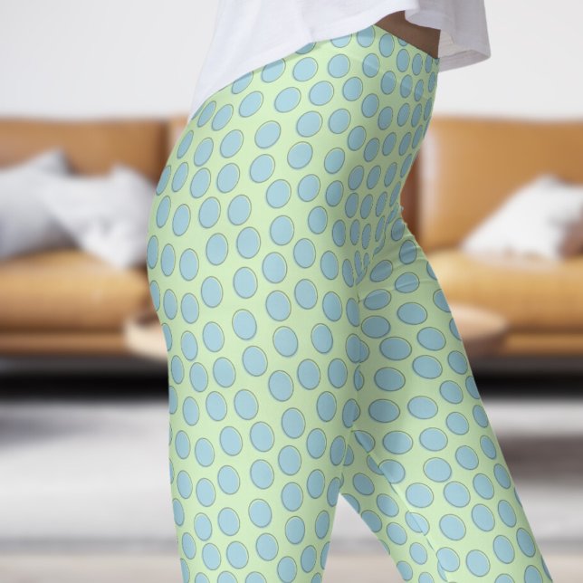 Schönes Blau und Tee Green Polka Dot Muster Leggings (Gorgeous Blue and Tea Green Polka Dot Pattern Leggings)