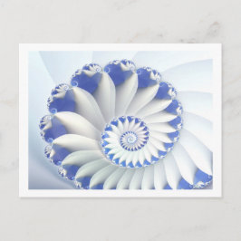 Schönes Blau und Weiß Meer Muschel Feines Fraktal Postkarte