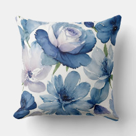 Schönes Blau und Weiße Blüten Kissen