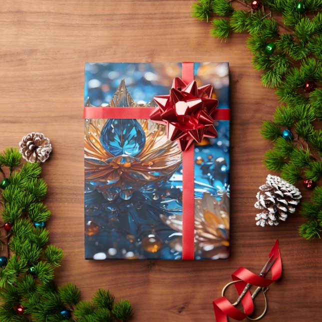 Schönes Blau- und Weißkristall Geschenkpapier (Feiertagsgeschenk)