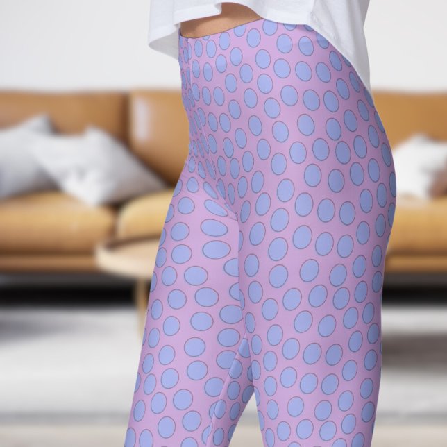 Schönes Blau und Wisteria Polka Dot Pattern Leggings (Gorgeous Blue and Wisteria Polka Dot Pattern Leggings)