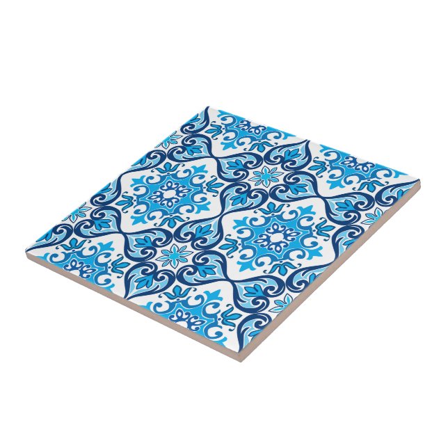 💙 🤍 Schönes Blau - Weiß Azulejos X,  Fliese (Seite)