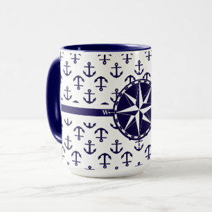 Schönes blaues Anchor-Muster Nautical Theme Tasse