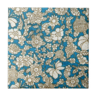 Schönes blaues Blumenmuster Fliese