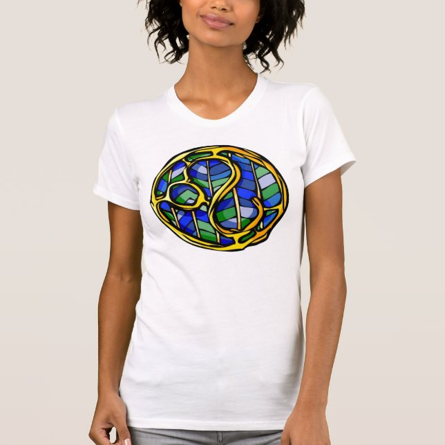 Schönes blaues Gemstone Leo Symbol T-Shirt (Vorderseite)