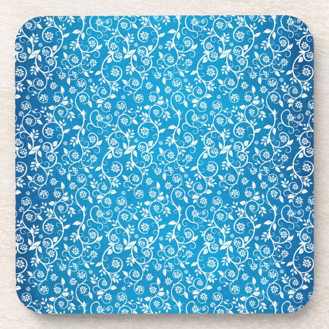 Schönes blaues geometrisches Muster Getränkeuntersetzer (Vorderseite)