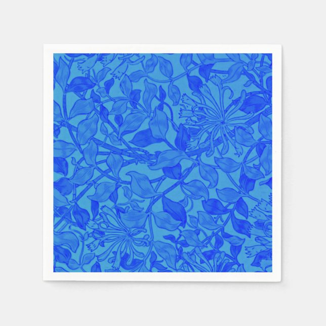 Schönes blaues Honeysuckle Muster von W. Morris Serviette (Vorderseite)