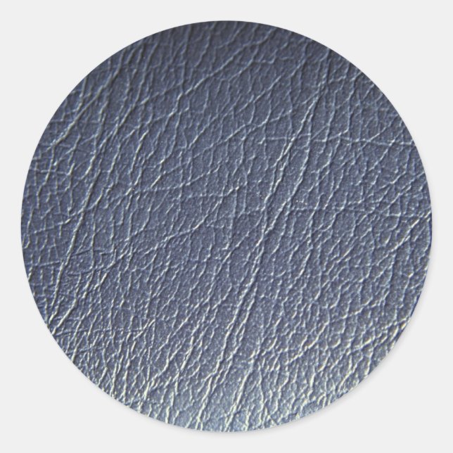 Schönes blaues Leather Runder Aufkleber (Vorderseite)
