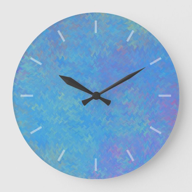 Schönes blaues Marmorpapier-Design Große Wanduhr (Vorderseite)
