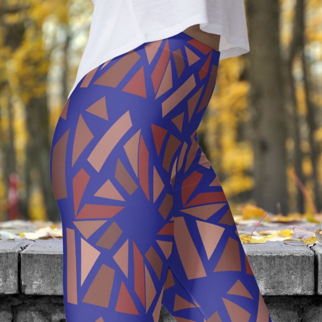 Schönes blaues Mosiakmuster Leggings (Blocks Mosiac on Deep Blue Leggings)