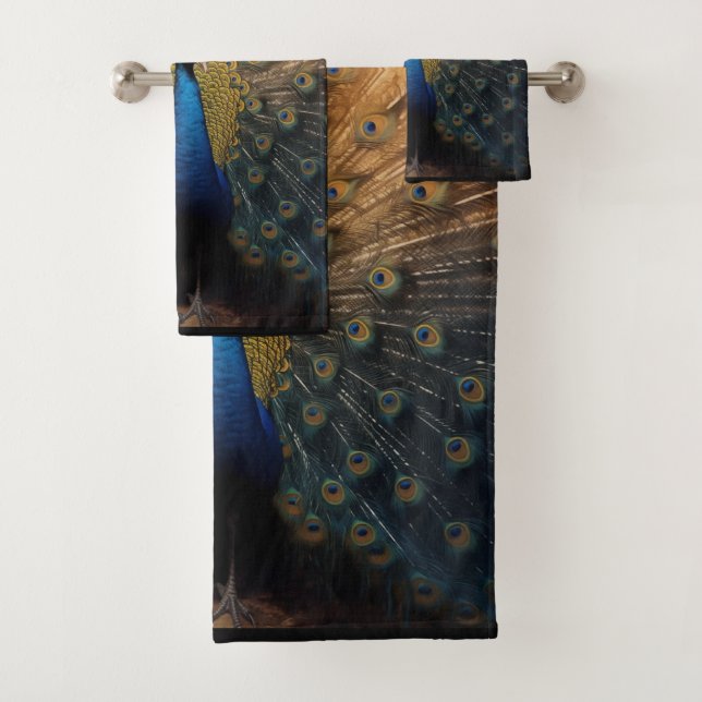 Schönes blaues Pfauenhandtuch Badhandtuch Set (Insitu)