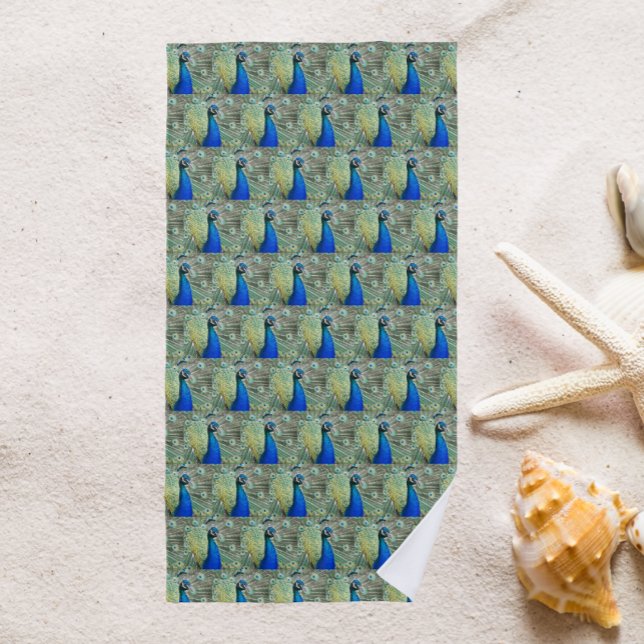 Schönes blaues Pfauenmuster Strandtuch (In Situ Beach)