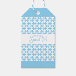 Schönes blaues Puzzle Schachbrettchen 16 Geschenkanhänger