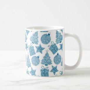 Schönes blaues und weißes Weihnachten Kaffeetasse
