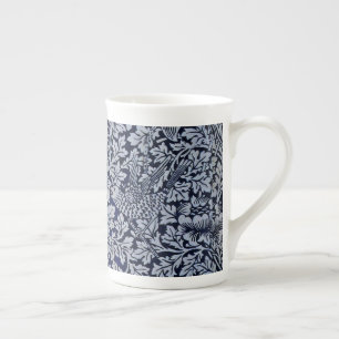 Schönes blaues Vintage-Muster, florales Vogel-Blum Prozellantasse