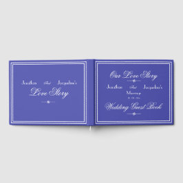 Schönes Blue Chic Script Elegante Blue Wedding Gästebuch