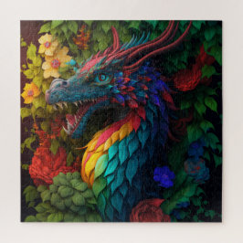 Schönes Blue Floral Dragon Puzzle