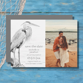 Schönes Blue Heron Water Bird Wedding Foto Save The Date