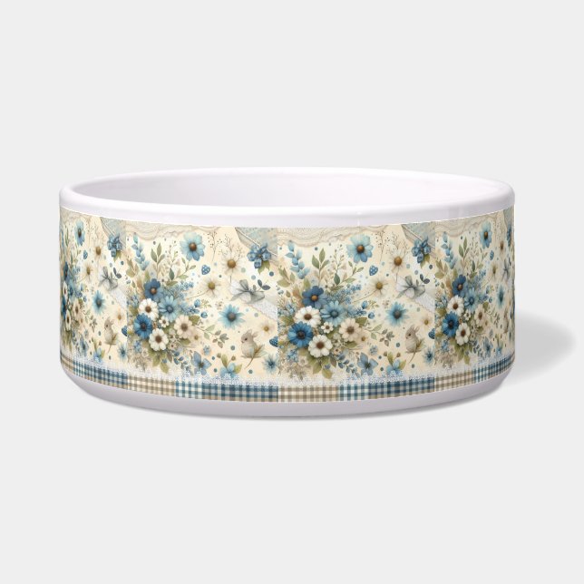 Schönes Blue & Wwhite Abstrakt Florals Trinket Napf (Vorderseite)