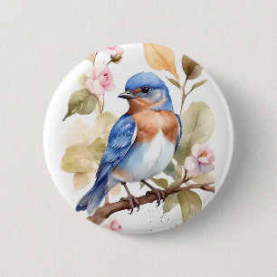 Schönes Bluebird Wasserfarbenbild Button