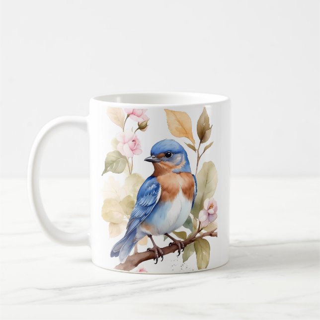 Schönes Bluebird Wasserfarbenbild Kaffeetasse (Links)