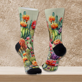 Schönes, blühendes Kakteen Socken