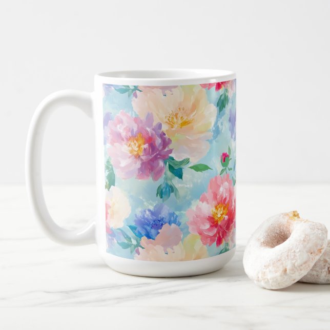 Schönes Blume-Muster Kaffeetasse (Mit Donut)