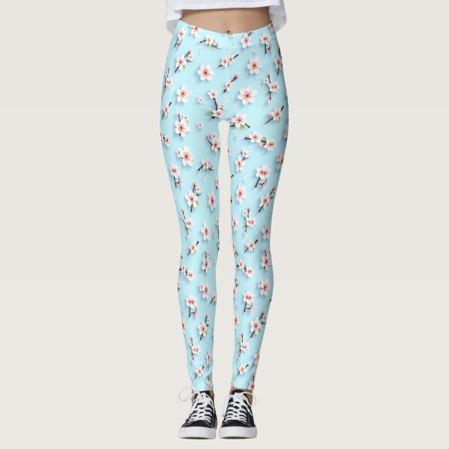 Schönes Blume-Muster Leggings (Vorderseite)