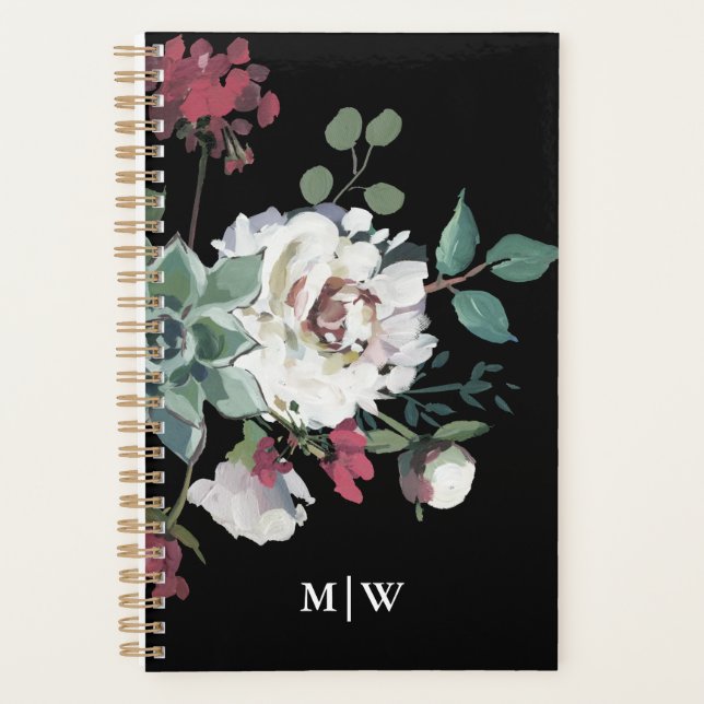 Schönes BlumenBouquet mit Monogramm Planer (Vorderseite)