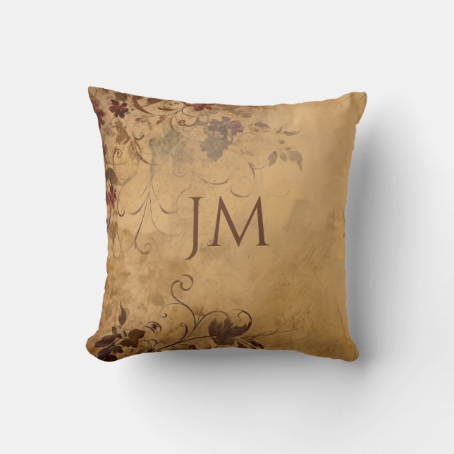 Schönes Blumendesign auf Vintagem Papier Kissen (Vorderseite)