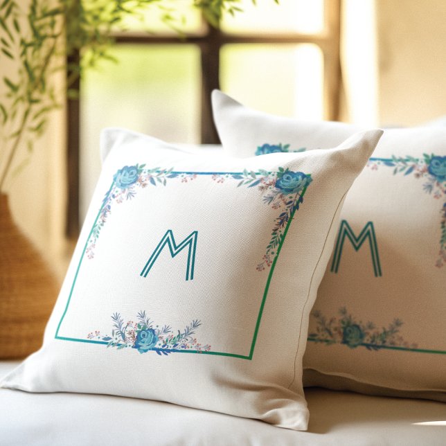 Schönes Blumendesign Blau Ice Grün Design Kissen (Von Creator hochgeladen)