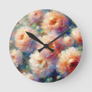 Schönes Blumendesign für Naturliebhaber Runde Wanduhr