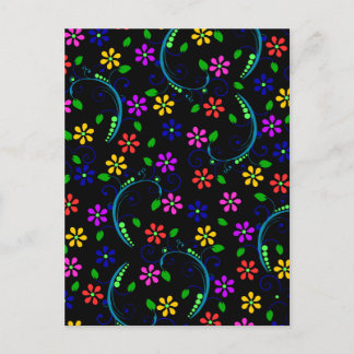 Schönes Blumendesign im schwarzen Hintergrund Postkarte