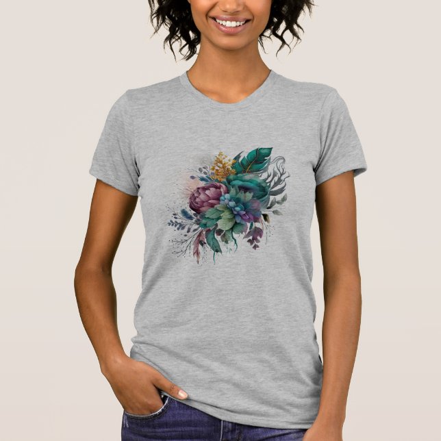 Schönes Blumendesign Teemaschine T-Shirt (Vorderseite)