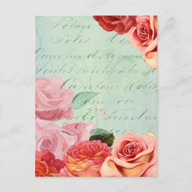 schönes Blumendesign Vintage Rose Postkarte (Vorderseite)