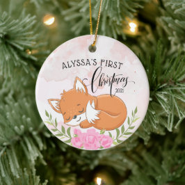 Schönes Blumenfoxbaby's first Christmas Keramik Ornament