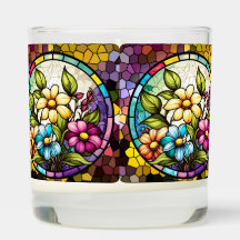 Schönes Blumengestanztes Glas Scented Jar Candle