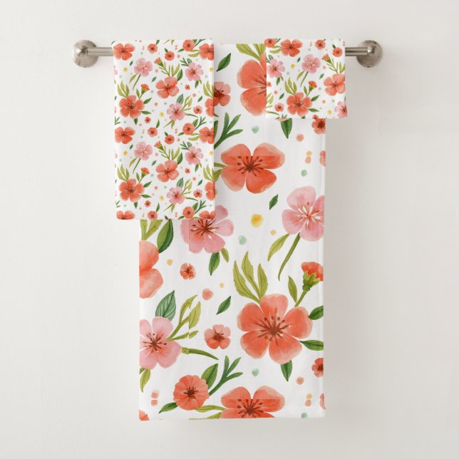 Schönes Blumenmuster  Badhandtuch Set (Insitu)