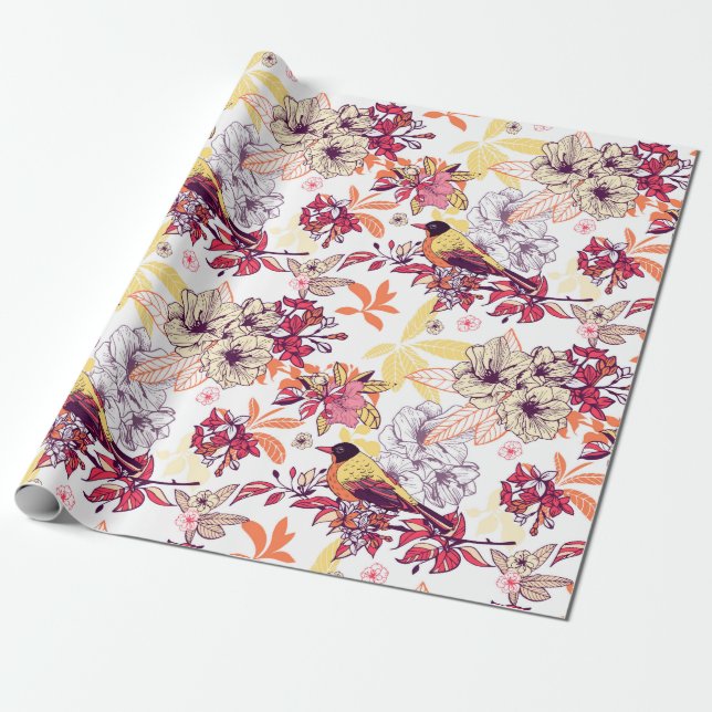 Schönes Blumenmuster Geschenkpapier (Ungerollt)