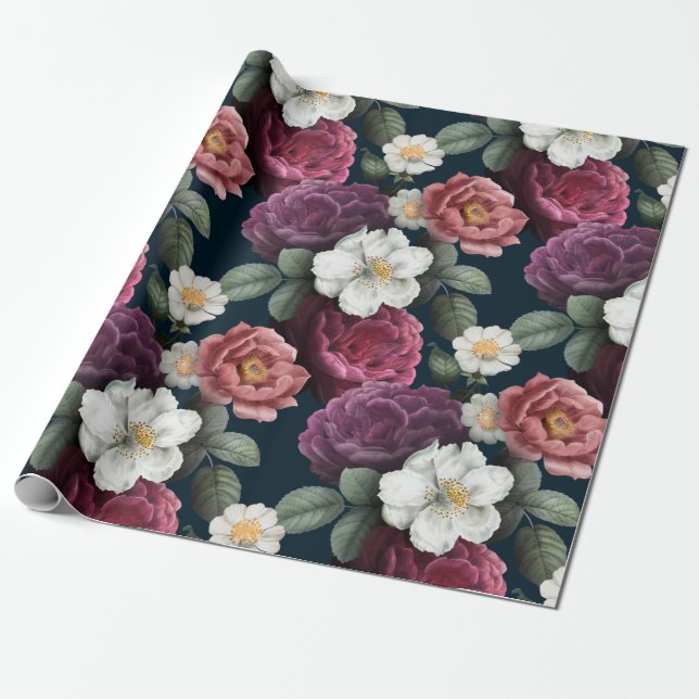 Schönes Blumenmuster Geschenkpapier (Ungerollt)