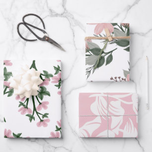 Schönes Blumenmuster Geschenkpapier Set