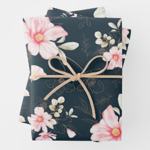 Schönes Blumenmuster Geschenkpapier Set