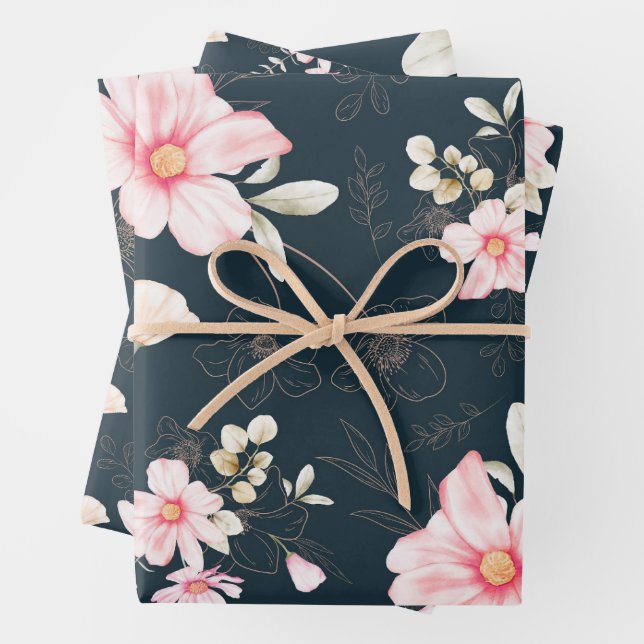 Schönes Blumenmuster Geschenkpapier Set (Beispiel)